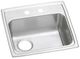 Elkay Celebrity® Brushed Satin Stainless Steel 20" x 19" x 6" 2-Hole Single Bowl Drop-in ADA Sink with Quick-clip and Left Drain-0
