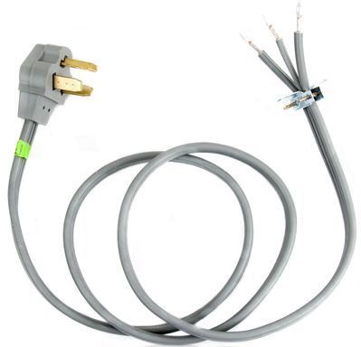 Whirlpool 6' 3-Wire 30 Amp Dryer Power Cord-0
