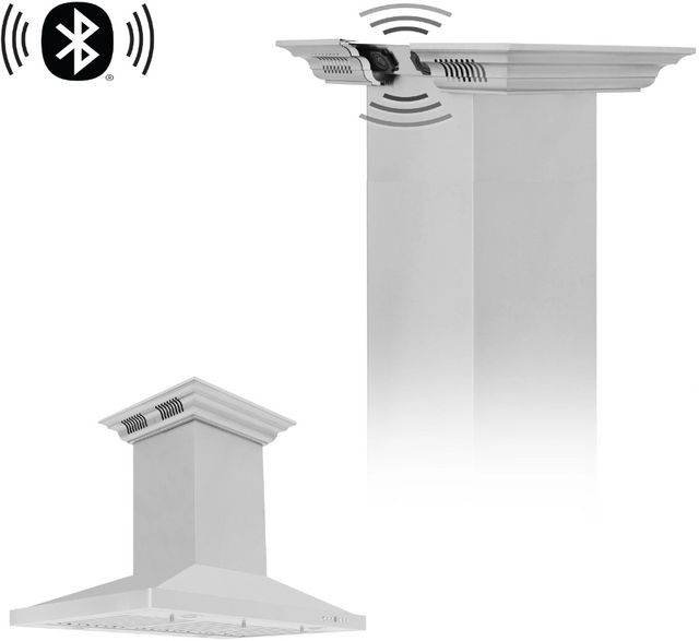 ZLINE 30" Stainless Steel Island Mounted Range Hood with CrownSound® Bluetooth Speakers-5