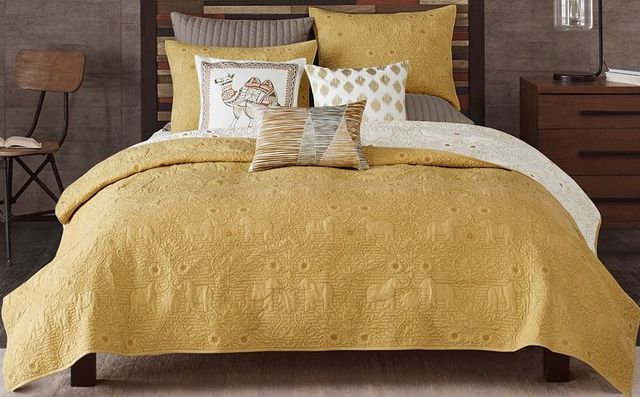 Olliix by INK+IVY 3 Piece Yellow King/California King Kandula Coverlet Mini Set-0