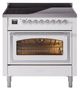Ilve® Nostalgie II Noblesse 36'' White Pro Style Induction Range with Chrome Trim-0