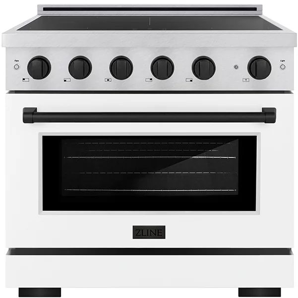 ZLINE Autograph Edition Paramount 36" Satin Stainless Steel Pro Style Induction Range with White Matte Door & Matte Black Accents-0