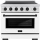 ZLINE Autograph Edition Paramount 36" Satin Stainless Steel Pro Style Induction Range with White Matte Door & Matte Black Accents-0