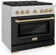 ZLINE Autograph Edition Paramount 36" Satin Stainless Steel Pro Style Dual Fuel Range with Black Matte Door and Champagne Bronze Accents-2