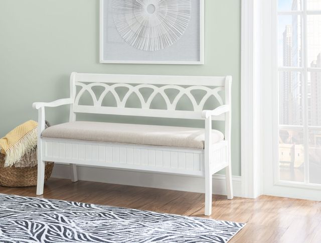 Powell® Elliana White Storage Bench-9