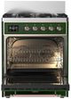 Ilve® Majestic III 30" Emerald Green Pro Style Dual Fuel Liquid Propane Range with 5 Black Brass Burners and Copper Trim-1