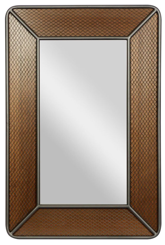 Deco Marche Brown 31” Wall Mirror with Netting Frame-0