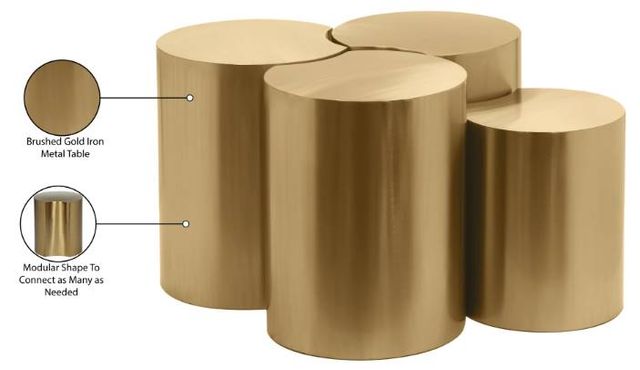 Meridian Furniture Dimple 4-Piece Gold Modular Nesting Coffee Table Set-3