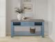 International Furniture Direct Alban Brown Sofa Table with Blue Base-1