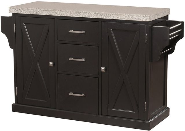 HH2 Home Brigham Rich Black Kitchen Island with Granite Top-0