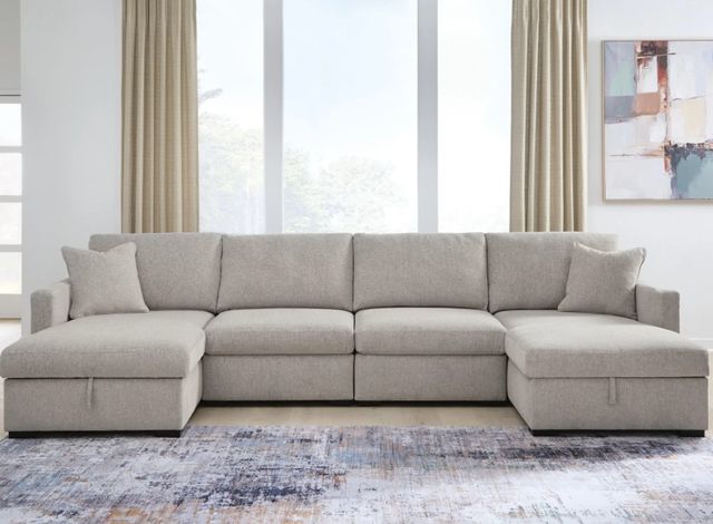 Benchcraft® ModMax Luxe 4-Piece Flint U-Shape Sectional and Double Storage Chaise-1