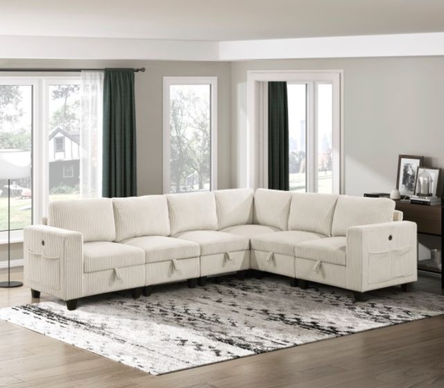 Homelegance® Walterboro 6-Piece Beige L-Shape Sectional-1