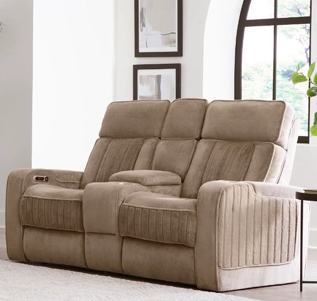 Parker House® Equinox Mushroom Power Theater Reclining Loveseat with Headrest-0