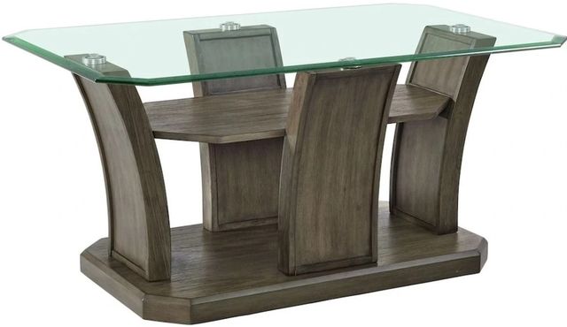 Elements International Dapper Glass Top Rectangular Coffee Table with Gray Base-0