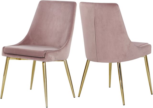 Meridian Furniture Karina Pink/Gold Velvet Dining Chair-3