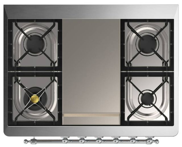 Ilve® Majestic III 36" Blue Gray Pro Style Dual Fuel Liquid Propane Range with Triple Glass Door and Chrome Trim-2