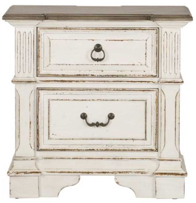 Liberty Furniture Abbey Park Antique White/Weathered Brown Nightstand-2