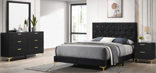 Coaster® Kendall 4-Piece Black Tufted California King Bedroom Set