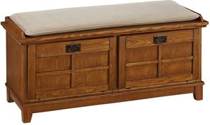 Front view of the Homestyles® Arts & Crafts Brown Storage Bench