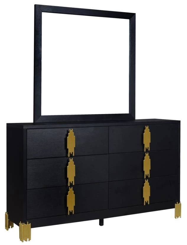 New Classic® Home Furnishings Empire Black Dresser and Mirror-0