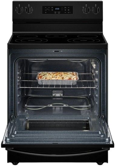 Whirlpool® 30" Black Freestanding Electric Range with No Preheat Mode and Steam Clean-2
