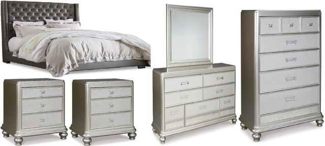 Signature Design by Ashley® Coralayne 6-Piece Gray California King Upholstered Bed Set-0