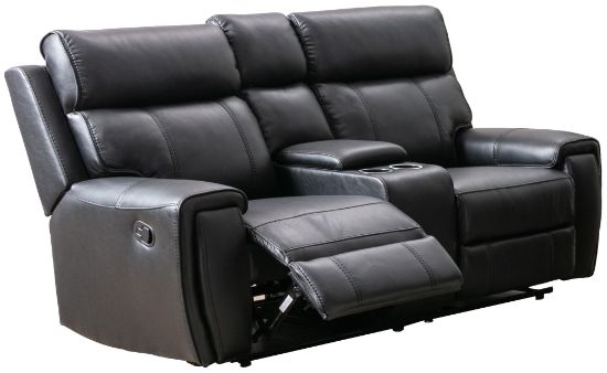 Mazin Furniture Carnegie Black Manual Reclining Loveseat with Center Console-1