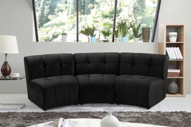 Meridian Furniture Limitless 3-Piece Black Velvet Modular Sectional-1