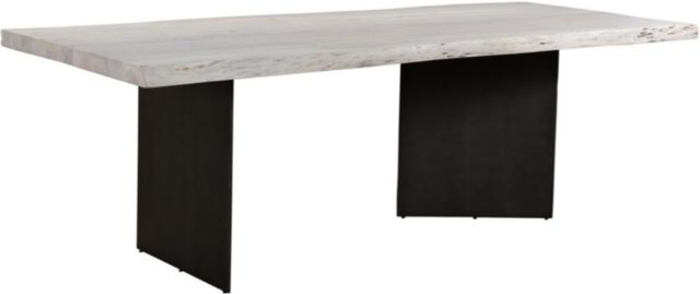 Moe's Home Collection Evans White Washed Dining Table with Black Metal Base-0