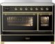 Ilve® Majestic III 48" Glossy Black Pro Style Induction Range with Triple Glass Door and Brass Trim-2
