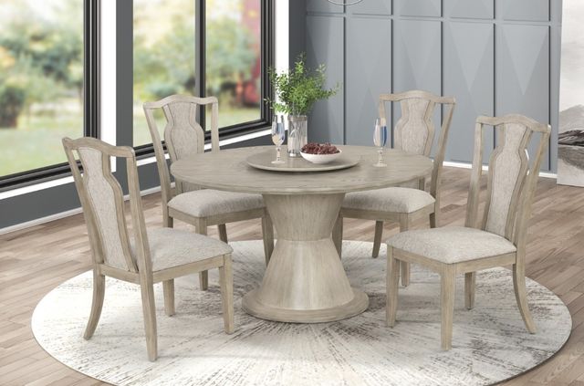 New Classic® Home Furnishings Gwendolyn Cerused Taupe Round Dining Table-1