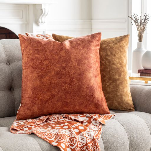 Surya Collins Burnt Orange 20"x20" Toss Pillow with Polyester Insert-4