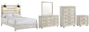 Elements International Fort Worth 5-Piece White Queen Bedroom Set