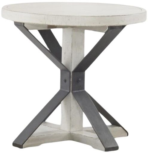 Legacy Classic Coming Home Chalk Round End Table with Gray Base-0