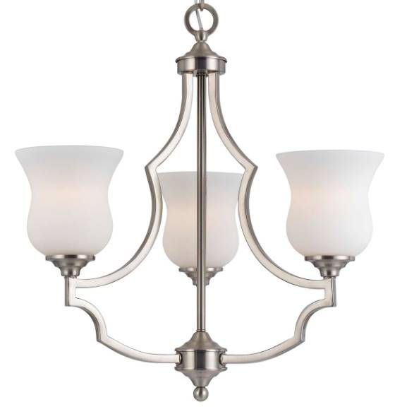 Cal® Lighting & Accessories Barrie Metal 3-Light Frosted White Chandelier-1