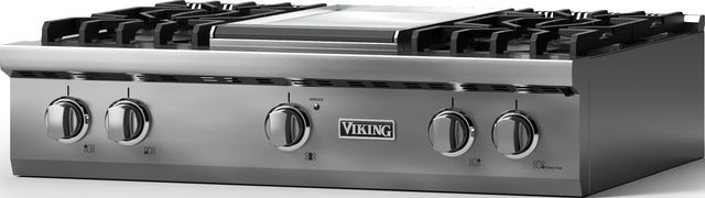 Viking 5 Series 36” Stainless Steel 4-Burner Natural Gas Rangetop with Polished Chrome Trim-1