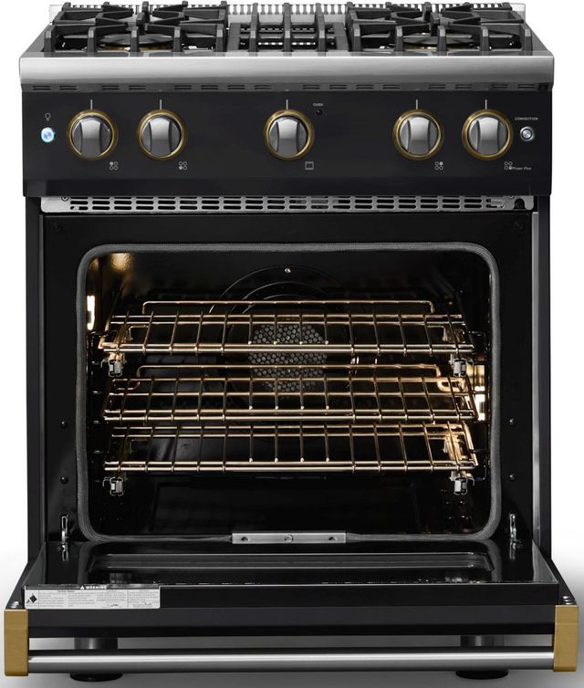 Viking® 5 Series 30" Onyx Pro Style Gas (NG) Range with Brushed Brass Trim-1