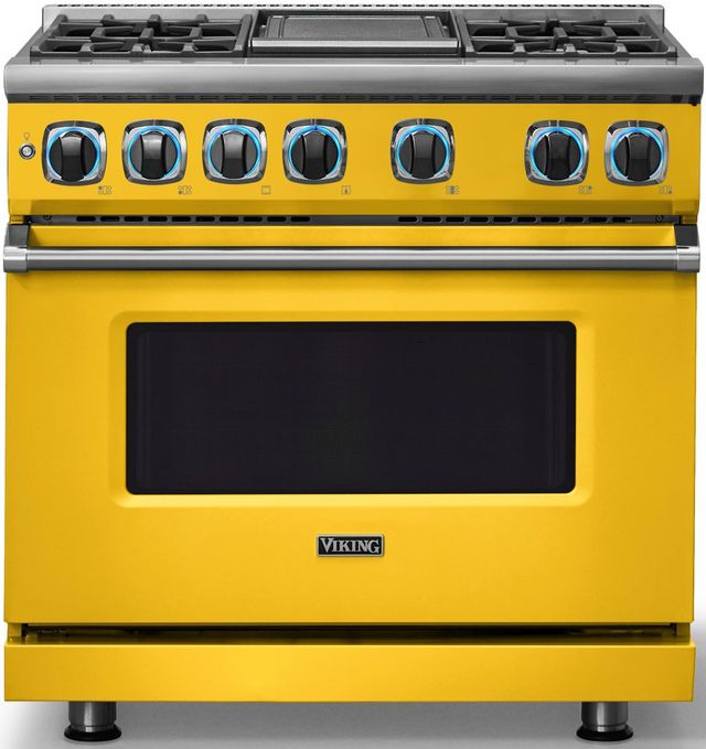 Viking® 7 Series 36" Daffodil Pro Style Dual Fuel Range with Griddle-3