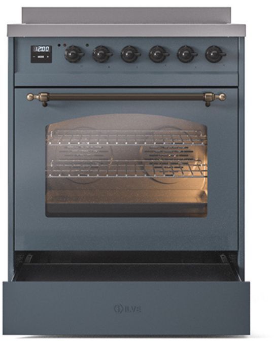 Ilve® Nostalgie II Series 30" Blue Grey Pro Style Induction Range-3