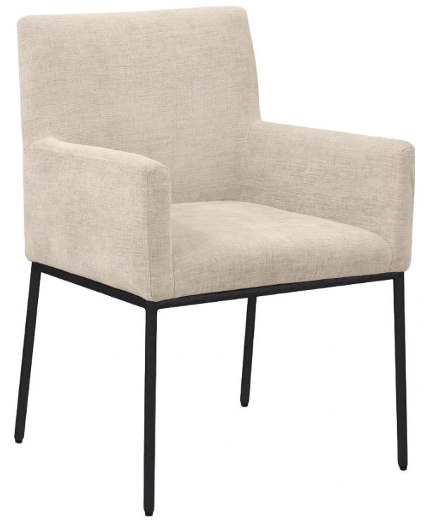Meridian Furniture Reeves Beige/Matte Black Chenille Upholstered Dining Chair-0
