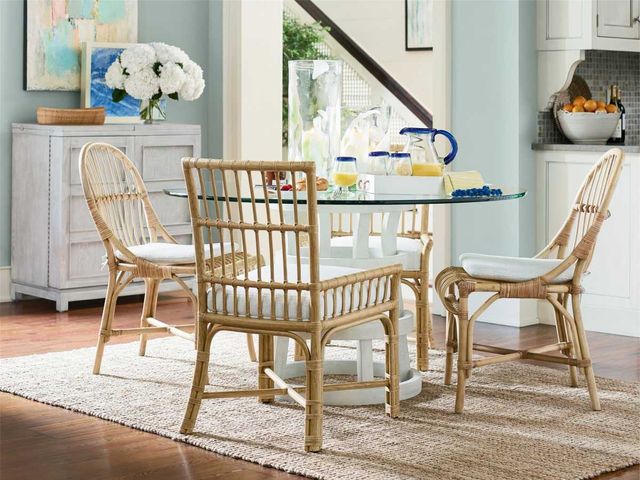 Universal Explore Home™ Escape-Coastal Living Home Glass Top 44" Dining Table with Sandbar Base-1