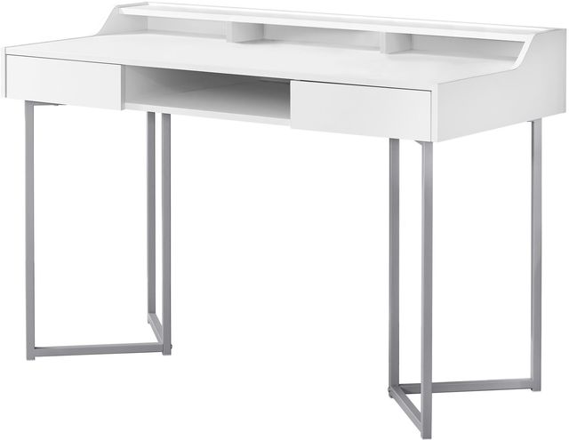 Monarch Specialties Inc. 48"L White and Silver Metal Computer Desk-0