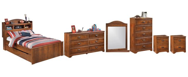 Signature Design by Ashley® Barchan 6-Piece Medium Brown Twin Bookcase Bed Set-0