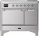 Ilve® Majestic III 40" Stainless Steel Pro Style Induction Range with Solid Door and Chrome Trim-0
