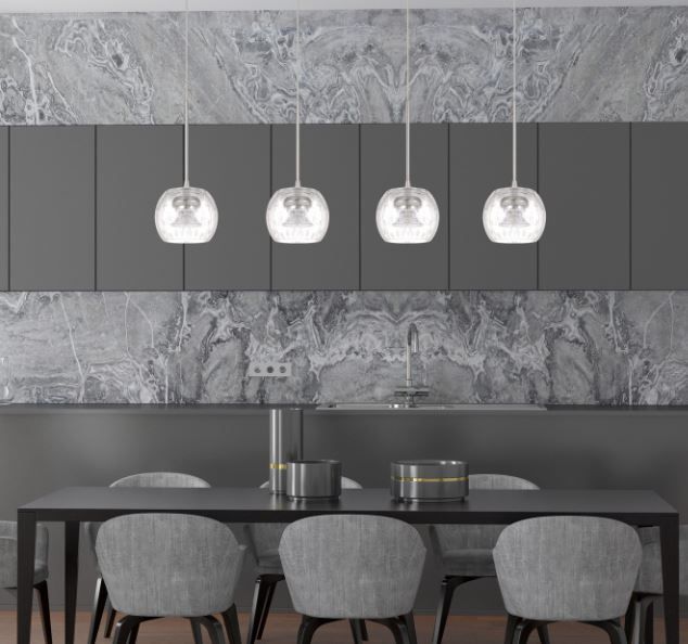 Cal® Lighting & Accessories Ithaca Brushed Steel/Bubble Mini Pendant-2