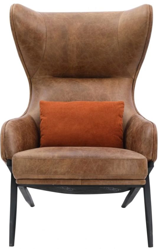 Moe's Home Collection Amos Creamy Cappuccino Leather Accent Chair-1