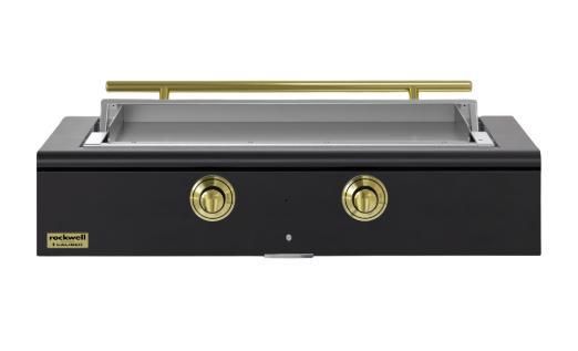 Caliber™ Rockwell Social 48" Matte Black Built-In Natural Gas Outdoor Griddle with Brass Hardware-0