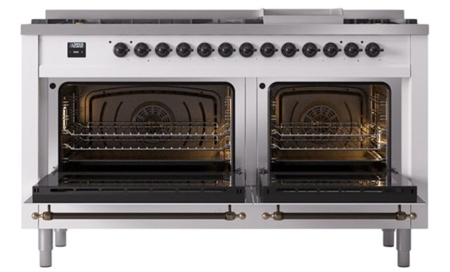 Ilve® Nostalgie II Noblesse 60'' Custom RAL Color Pro Style Dual Fuel Range with Burnished Trim-1