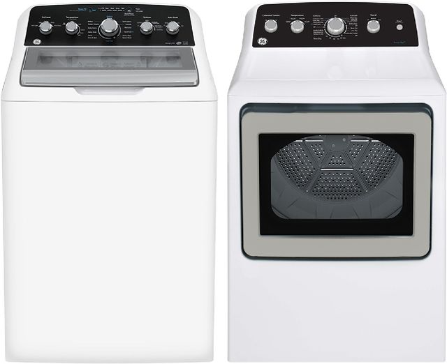 GE® White Top Load Washer & Gas Dryer Laundry Pair-0