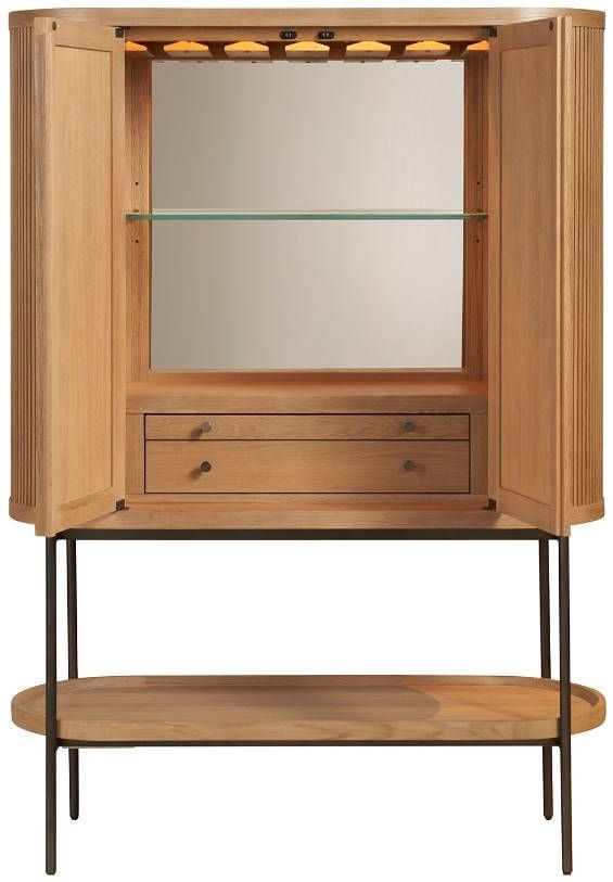 Universal Explore Home™ New Modern Linnea Aged Satin Pewter/Natural Oak Bar Cabinet-4